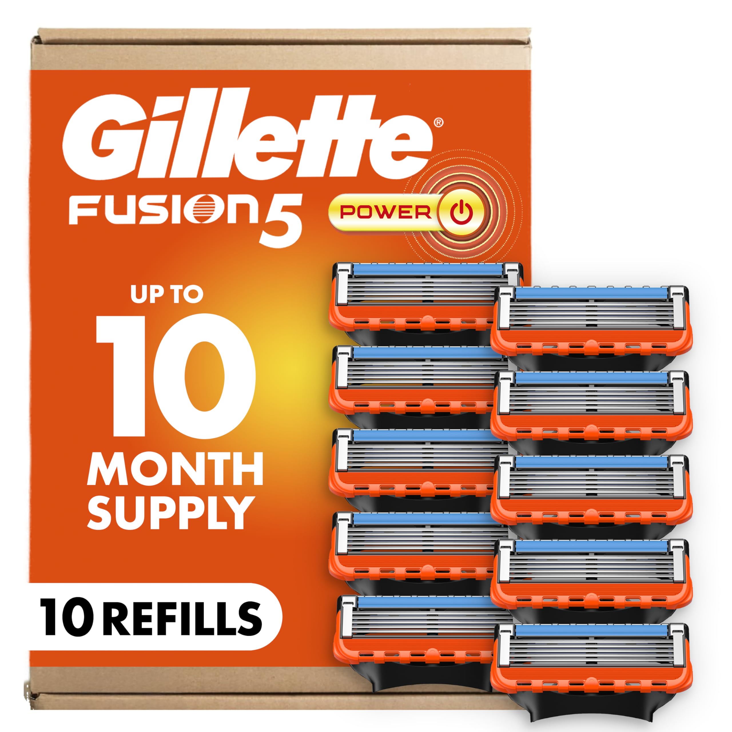 Gillette Fusion5 Power 5-Blade Razor Blade Refills for Men with Precision Trimmer, 10 Count — view 
