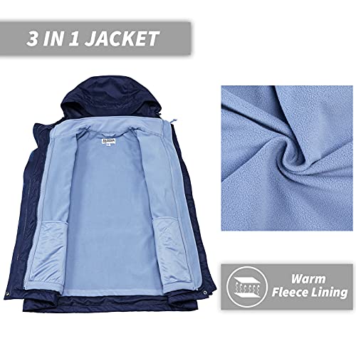 33,000ft Women's 3 in 1 Hooded Rain Jacket Waterproof Softshell Ski Coat — view 