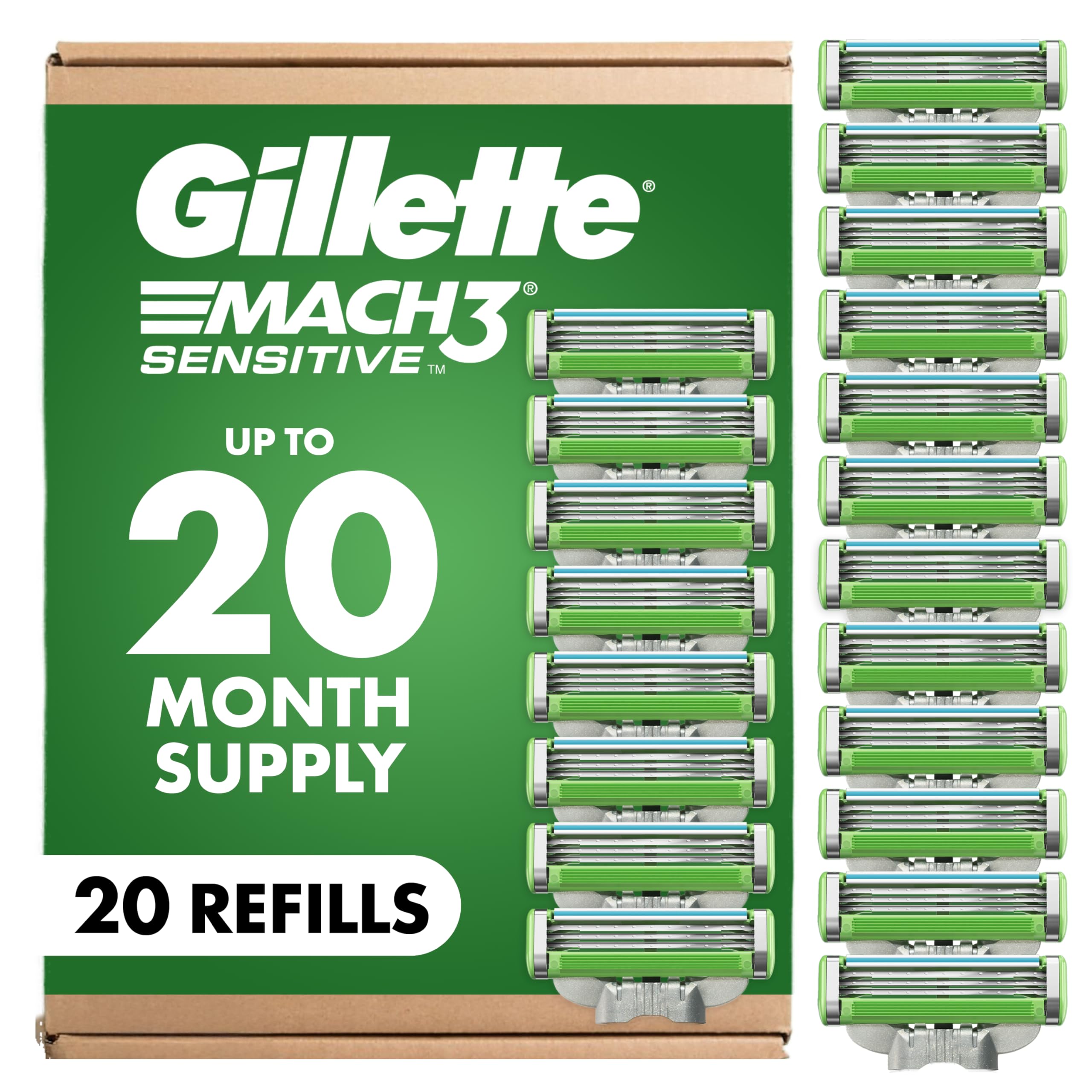 Gillette Mach3 Sensitive Mens Shaving Razor Blade Refills, 20 Count — view 