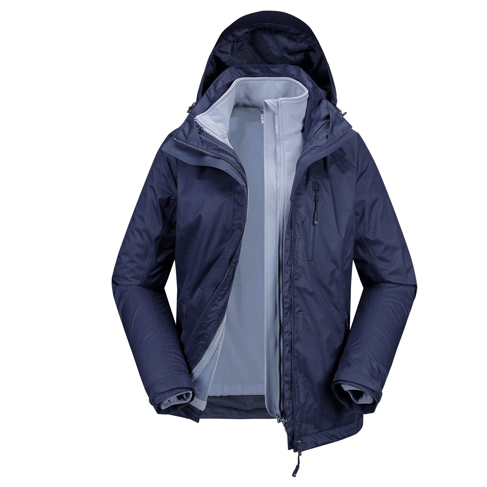 33,000ft Women's 3 in 1 Hooded Rain Jacket Waterproof Softshell Ski Coat — view 