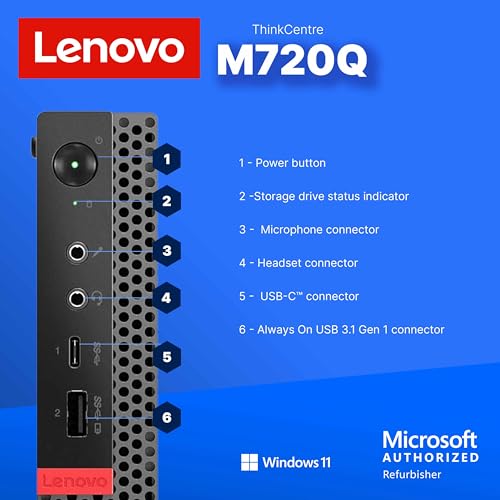 Lenovo M720Q ThinkCentre Mini PC | Windows 11 Pro | Intel i5-8400T | 16GB RAM + 500GB NVME | 5G WiFi + BT | Home or Office Micro Desktop Computer (Renewed) — view 