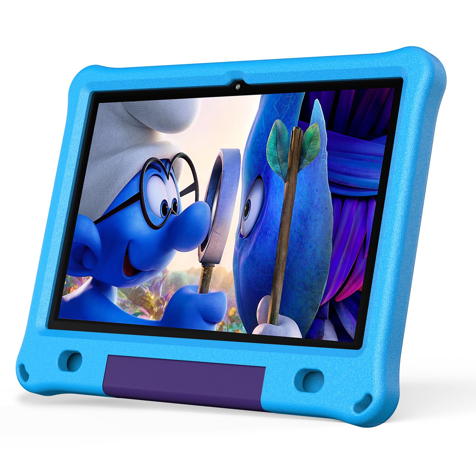 PRITOM All-New Android 15 Kids Tablet, 10-Inch Tablet for Children, 64GB + 1TB Expandable Storage, WiFi 6, Parental Control, Educational Software Games Pre-Installed, with EVA Case, Blue — view 