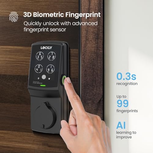 Lockly Secure Pro Smart Deadbolt Lock with WiFi Hub | Fingerprint Keyless Entry Door Lock with PIN Genie® Patented Keypad,ANSI Grade 1, Alexa / Google Compatible, Auto Lock — view 