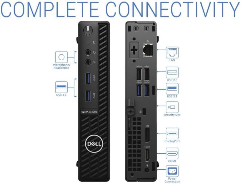 Dell OptiPlex 3080 Micro PC | Intel Core i5-10500T | 16GB RAM | 512GB SSD | Windows 11 Pro | Wi-Fi+ BT | Mini Desktop Computer (Renewed) (16GB RAM + 512GB SSD) — view 