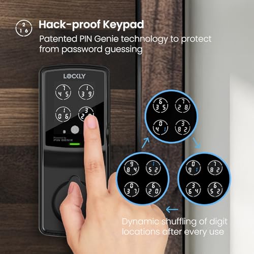 Lockly Secure Pro Smart Deadbolt Lock with WiFi Hub | Fingerprint Keyless Entry Door Lock with PIN Genie® Patented Keypad,ANSI Grade 1, Alexa / Google Compatible, Auto Lock — view 