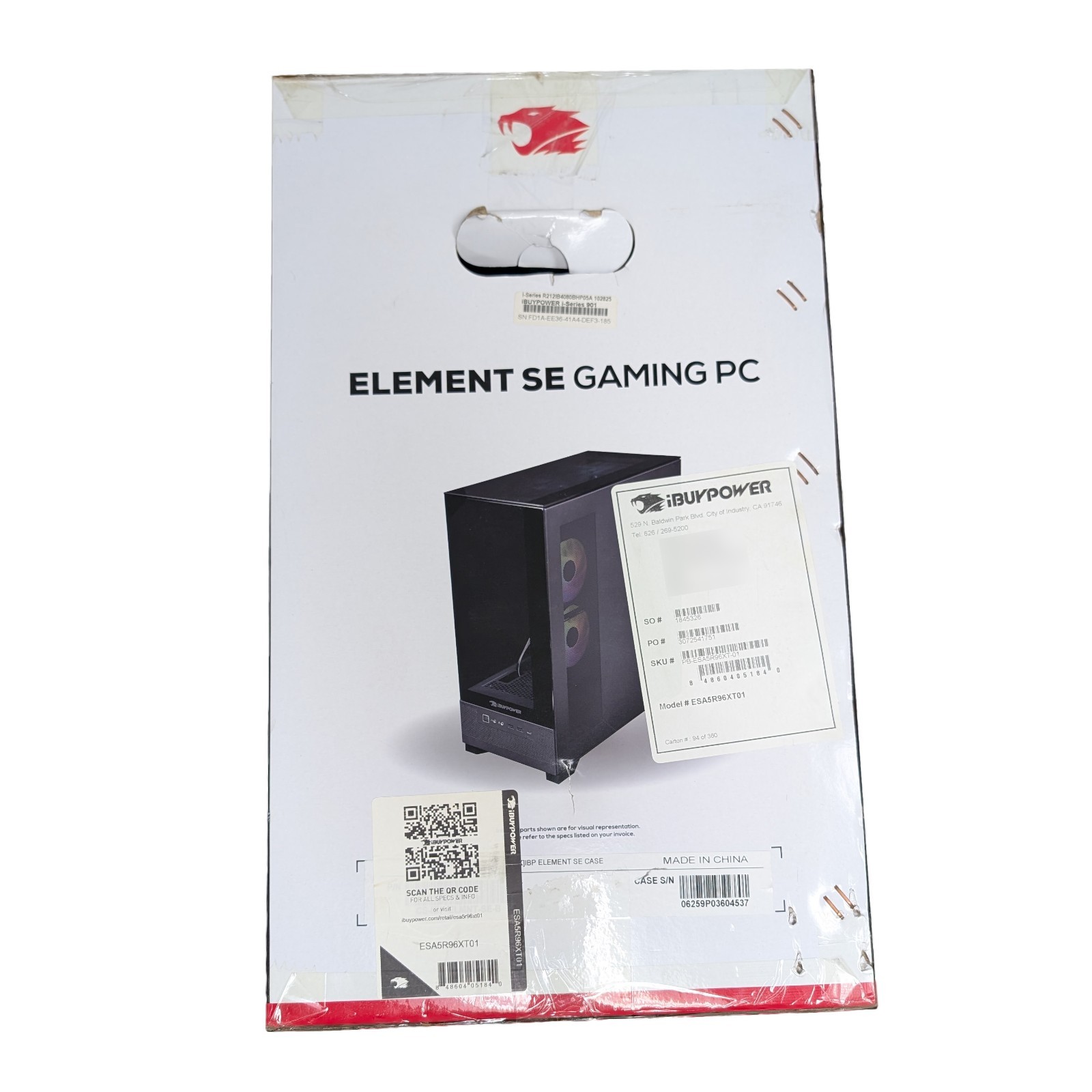iBUYPOWER Element SE Gaming PC *NO SSD HD* 16GB DDR5 AMD Radeon RX 9060XT 8GB — view 