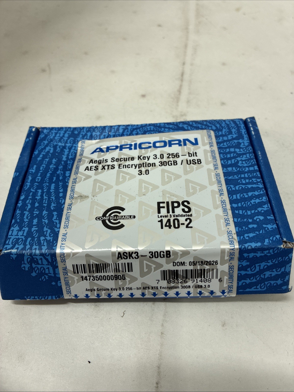 Apricorn Aegis Secure Key 3.0 ASK3-30GB Flash Drive - USB 3.0 - 30GB — view 