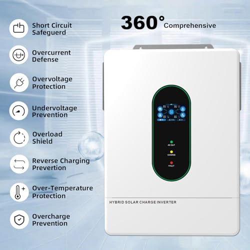 12000W All in One Solar Hybrid Inverter with WiFi, Max. 6 Parallel, 48V Split Phase, Built-in 2 MPPT Solar Charge Controller, 48V DC to 120V-240V Inverter for Home, RVs, Lead Acid/Li — view 