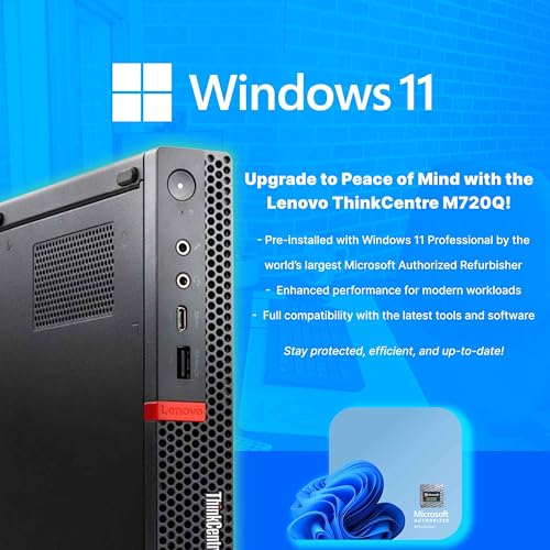 Lenovo M720Q ThinkCentre Mini PC | Windows 11 Pro | Intel i5-8400T | 16GB RAM + 500GB NVME | 5G WiFi + BT | Home or Office Micro Desktop Computer (Renewed) — view 