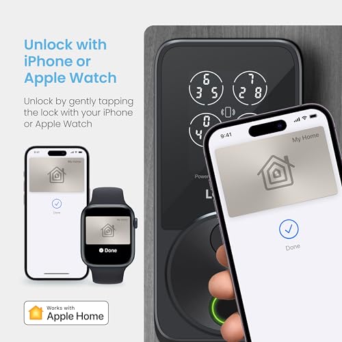 Lockly Secure Pro Smart Door Lock,Fingerprint Keyless Entry Door Lock,Apple Home Key Compatible,Auto Lock, App Remote Control,IP65 Waterproof,Easy Installation | Fingerprint Keyless Entry Door Lock, PIN Genie Keypad, APP Control, Alexa and Google Assistant Compatible,IP65 , Zinc Alloy — view 