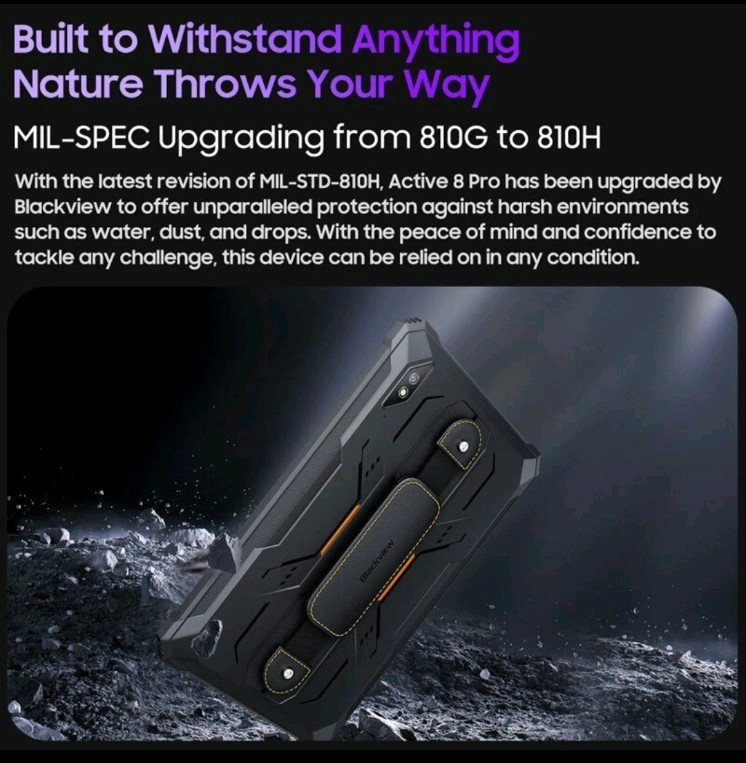 Blackview Active 8 Pro Rugged Tablet WIFI Android Smartphone Waterproof Mobile — view 